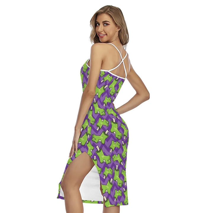 Zombie Foot Pattern Print Cross Back Cami Dress